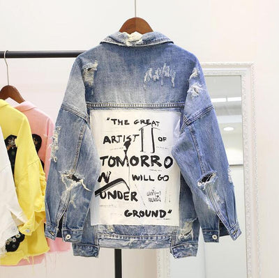 Chaqueta Denim Corta Desgarrada Estilo Urbano - Image 7