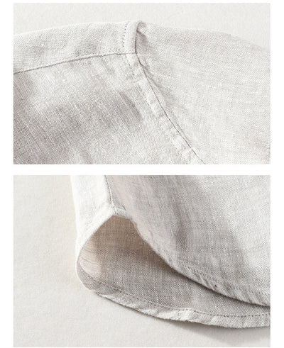 Camisa de Lino Casual para Hombre con Cuello Cuadrado - Image 22