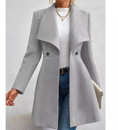 Abrigo Largo de Lana con Solapa Elegante para Mujer, Corte Ajustado - Image 16