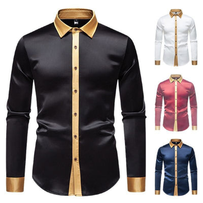 Camisa Manga Larga Satinada Bicolor para Hombre - Image 5