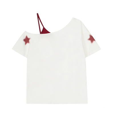 Playera Estrellas con Hombro Descubierto para Mujer - Image 5