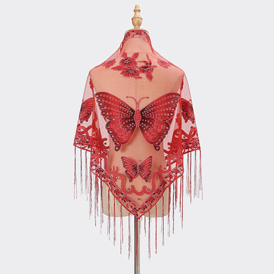 Pañuelo Triangular Calado con Encaje Elegante para Mujer - Image 6
