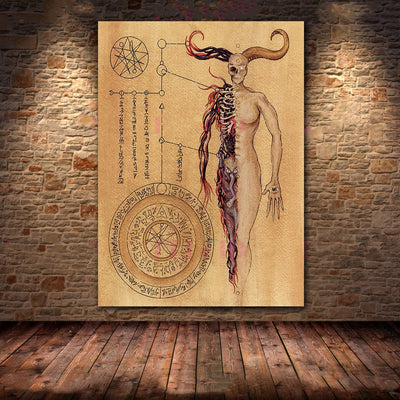 Cuadro Lienzo de Arte Geométrico Sagrado con Demonio Oscuro - Image 11