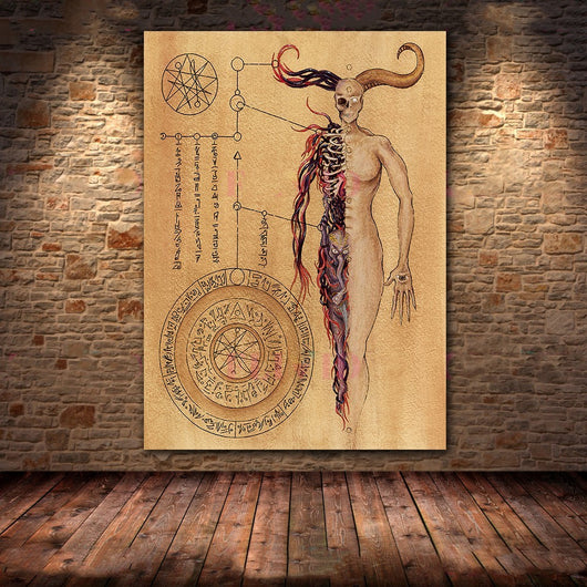 Cuadro Lienzo de Arte Geométrico Sagrado con Demonio Oscuro - Image 11