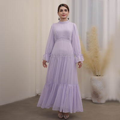 Vestido Largo de Encaje Elegante Estilo Oriente Medio - Image 3