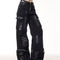 Pantalones de Trabajo Denim Multibolsillos con Diseño Graffiti Vintage