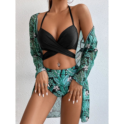 Traje de Baño Tres Piezas Estampado con Protección Solar - Image 6