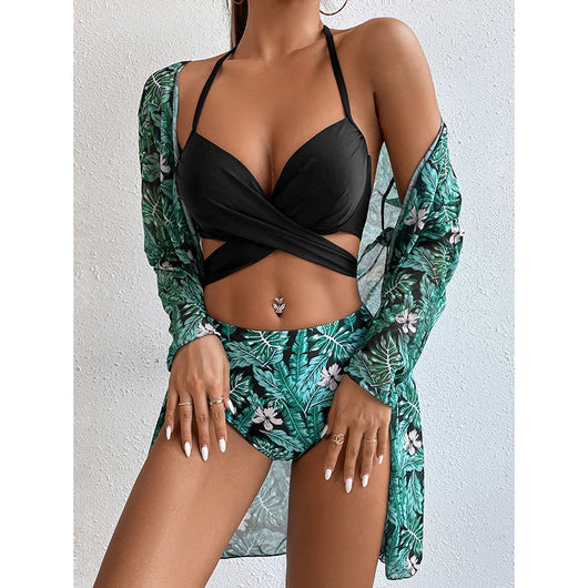 Traje de Baño Tres Piezas Estampado con Protección Solar - Image 6