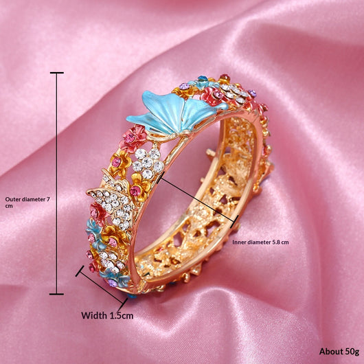 Brazalete Abierto con Mariposas y Flores Pintadas - Image 7
