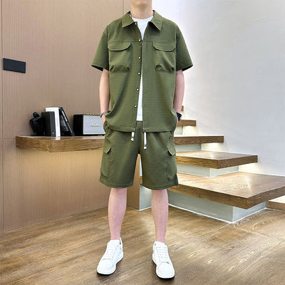 Traje de Camiseta con Solapa Estilo Coreano para Hombre - Image 4
