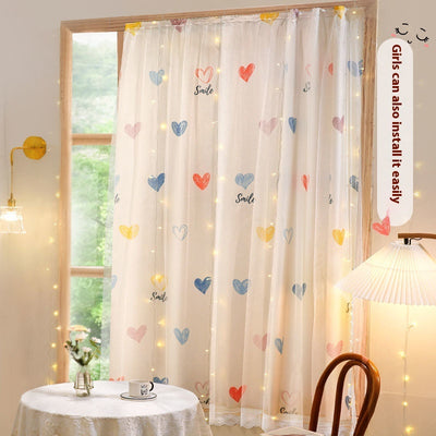 White semi-sheer curtain with a green grid pattern and illustrations of potted cacti and succulents, featuring "DON'T TOUCH ME" text. - Image 12