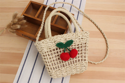 Bolsa de Playa Tejida de Cuerda de Papel Cereza para Vacaciones - Image 11