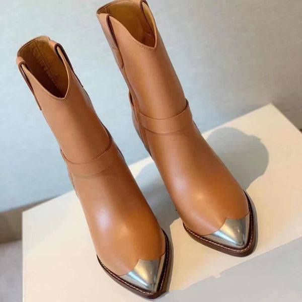 Botas de Tacón Alto Punta Fina con Personalidad para Mujer