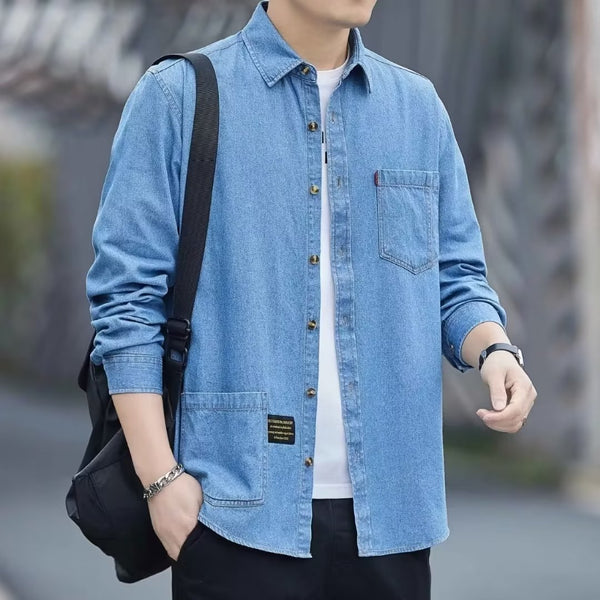 Camisa Vaquera Azul de Manga Larga para Hombre