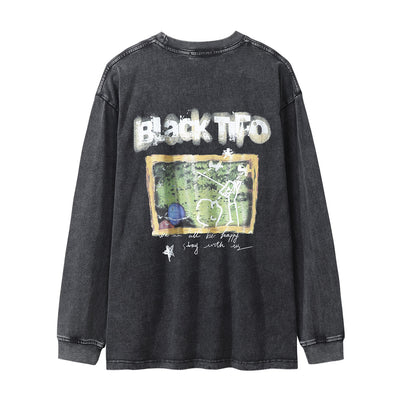 Camiseta Manga Larga Efecto Desgastado con Letras - Image 10