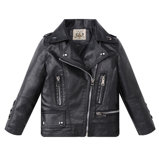 Chaqueta de Cuero Estilo Motociclista para Niños y Niñas - Image 12