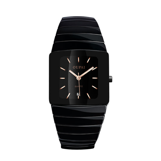Reloj de Cuarzo Plateado con Diamantes y Carátula Cuadrada para Hombre - Image 2