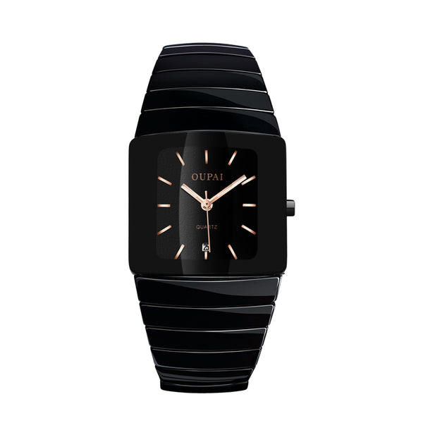 Reloj de Cuarzo Plateado con Diamantes y Carátula Cuadrada para Hombre - Image 2
