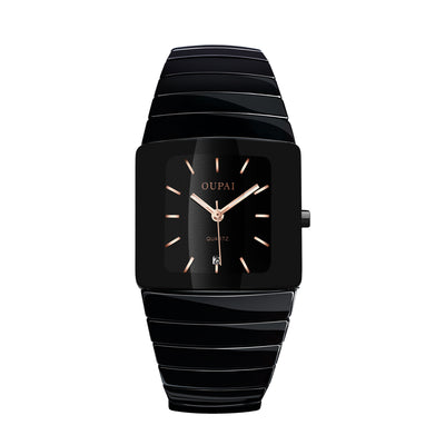 Reloj de Cuarzo Plateado con Diamantes y Carátula Cuadrada para Hombre - Image 2