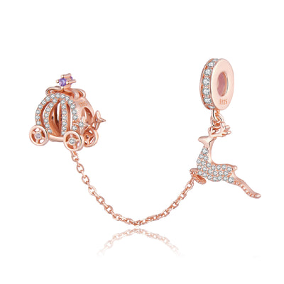 Pulsera de Plata S925 Chapada en Oro Rosa - Accesorios DIY con Protección y Diseño Navideño