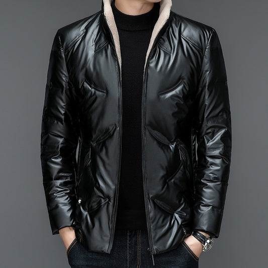 Chaqueta Impermeable con Plumón y Cuello de Lana para Hombre