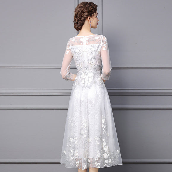 Vestido Largo Bordado con Cuentas para Mujer
