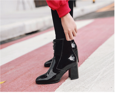 Botines de Tacón Cuadrado Grueso - Tendencia Coreana - Image 8