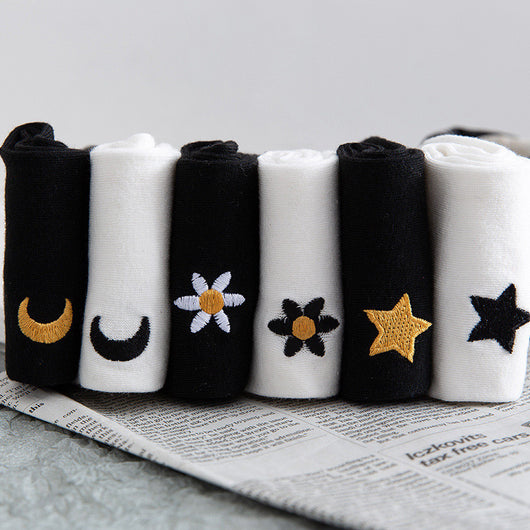 Calcetines JK Estilo Coreano Estrellas y Luna - Calcetines Altos de Color Puro - Image 19