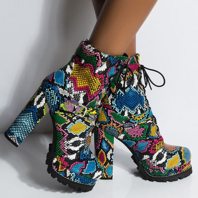 Botas Plataforma Impermeables con Estampado Serpiente y Detalles Florales - Image 7
