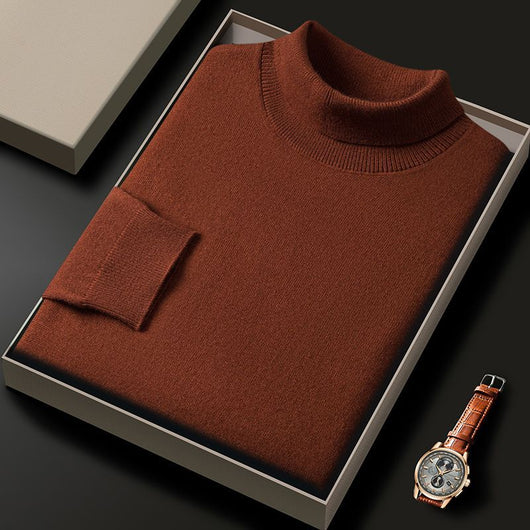 Suéter Cuello Alto Liso Grueso Holgado para Hombre - Image 22