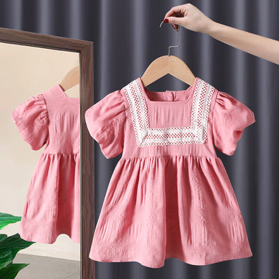 Vestido Floral de Princesa con Manga Corta para Niñas - Image 11