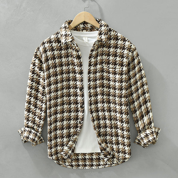Camisa Cuadros Suelta Japonesa de Manga Larga para Hombre - Image 5