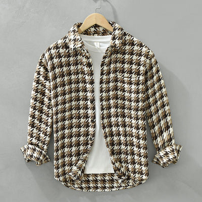 Camisa Cuadros Suelta Japonesa de Manga Larga para Hombre - Image 5