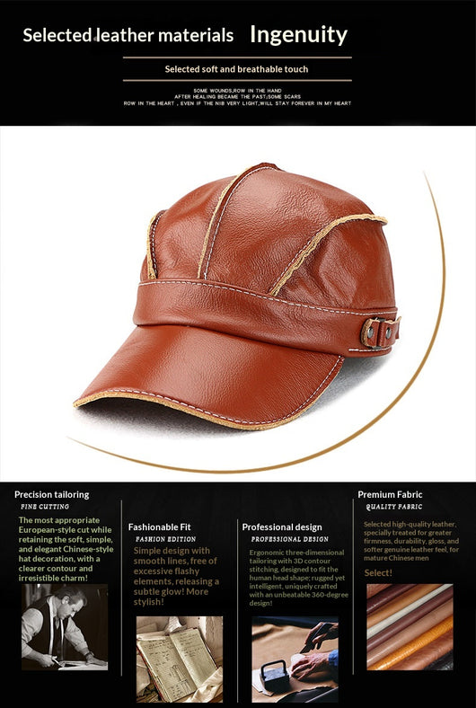 Gorra de Béisbol Unisex Cuero Genuino Estilo Coreano para Otoño e Invierno - Image 13