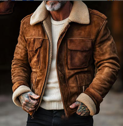 Chaqueta de Lana de Cordero con Solapa y Cierre - Abrigo Elegante para Hombre - Image 11