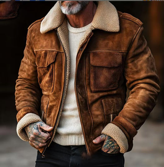 Chaqueta de Lana de Cordero con Solapa y Cierre - Abrigo Elegante para Hombre - Image 11