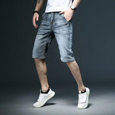 Pantalones Cortos Denim Slim con Bolsillos Oblicuos para Hombre - Image 10
