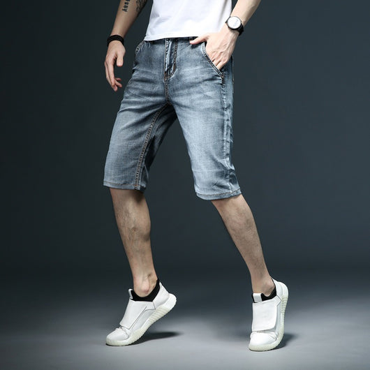 Pantalones Cortos Denim Slim con Bolsillos Oblicuos para Hombre - Image 10
