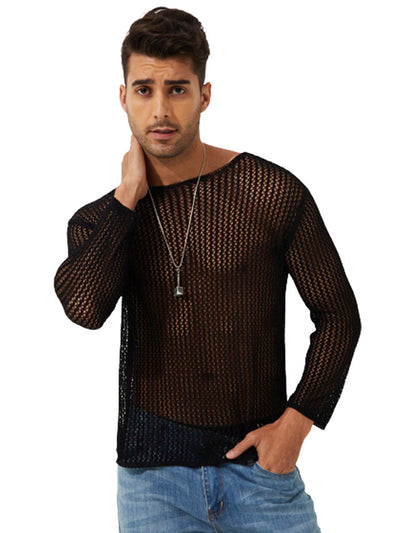 Polera Manga Larga Transparente de Punto Fino para Hombre - Image 6