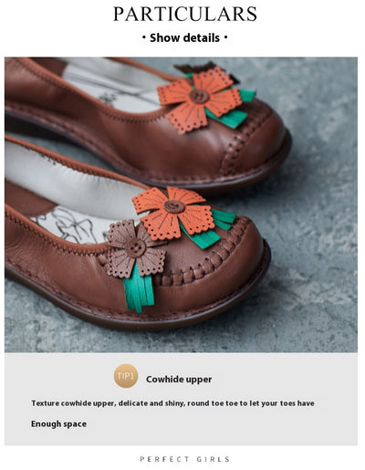 Zapatos Artesanales de Cuero Estilo Étnico Retro con Suela Suave para Mujer - Image 14