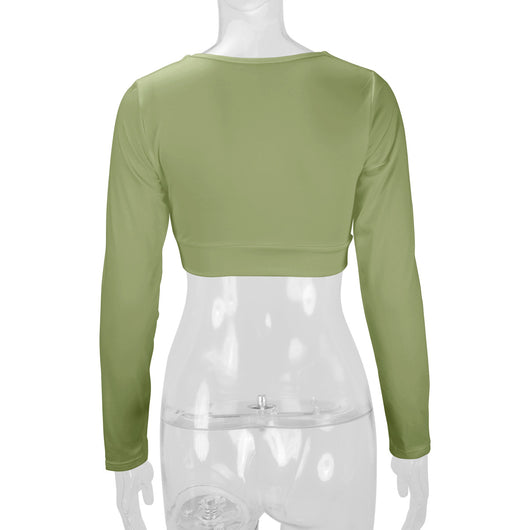 Blusa Manga Larga Entallada Cuello V Sexy para Mujer - Image 35