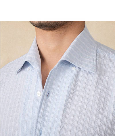 Camisa Casual de Algodón Seersucker Manga Larga Cuello Clásico - Image 14