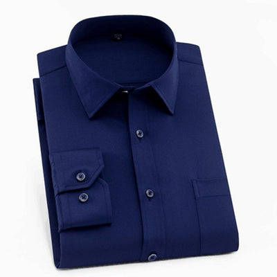 Camisa Formal Stretch Talla Grande para Hombre - Sin Planchado, Manga Larga - Image 4
