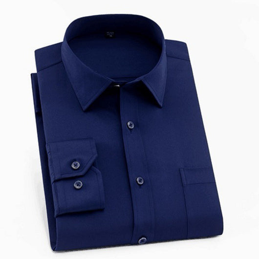 Camisa Formal Stretch Talla Grande para Hombre - Sin Planchado, Manga Larga - Image 4