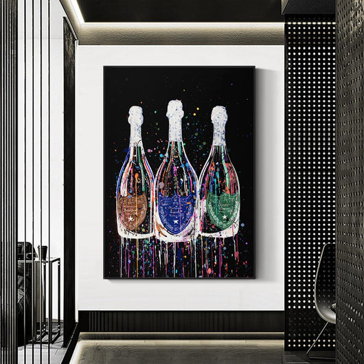 Cuadro de Botella de Champagne en Lienzo con Póster de Arte Colorido - Image 12
