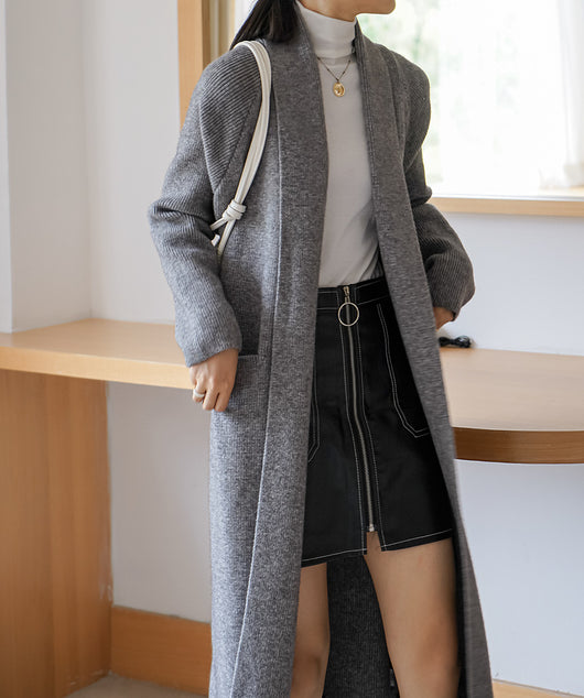 Cardigan Largo de Alpaca Grueso con Cinturón - Suéter Tejido Holgado para Mujer - Image 10