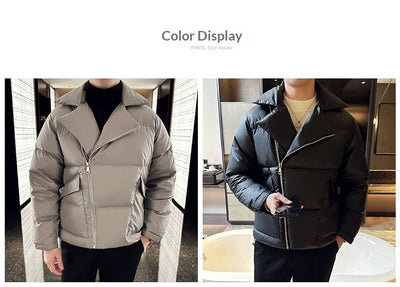 Chaqueta Acolchada de Plumas para Hombre con Cuello Clásico - Image 9