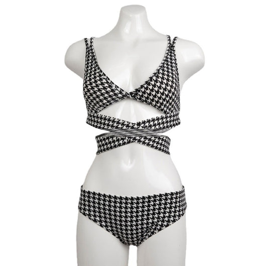 Bikini Estampado Cuadros con Lazo Cruzado - Image 3