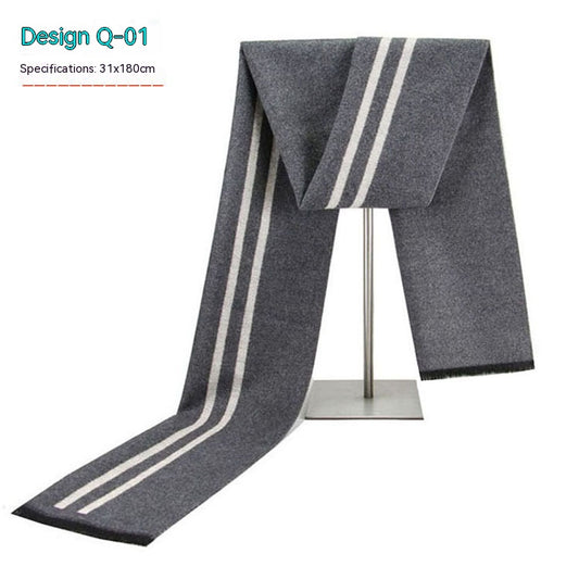 Bufanda de Invierno Rayada en Cashmira Artificial para Hombre