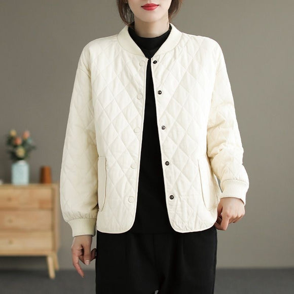 Chaqueta Acolchada de Algodón para Mujer - Diseño Rombo Ligero Otoño Invierno